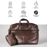 Spacething Helios Leather Laptop Bag With Free Tech Organiser Pouch | 13-14" Inches - Tan Brown