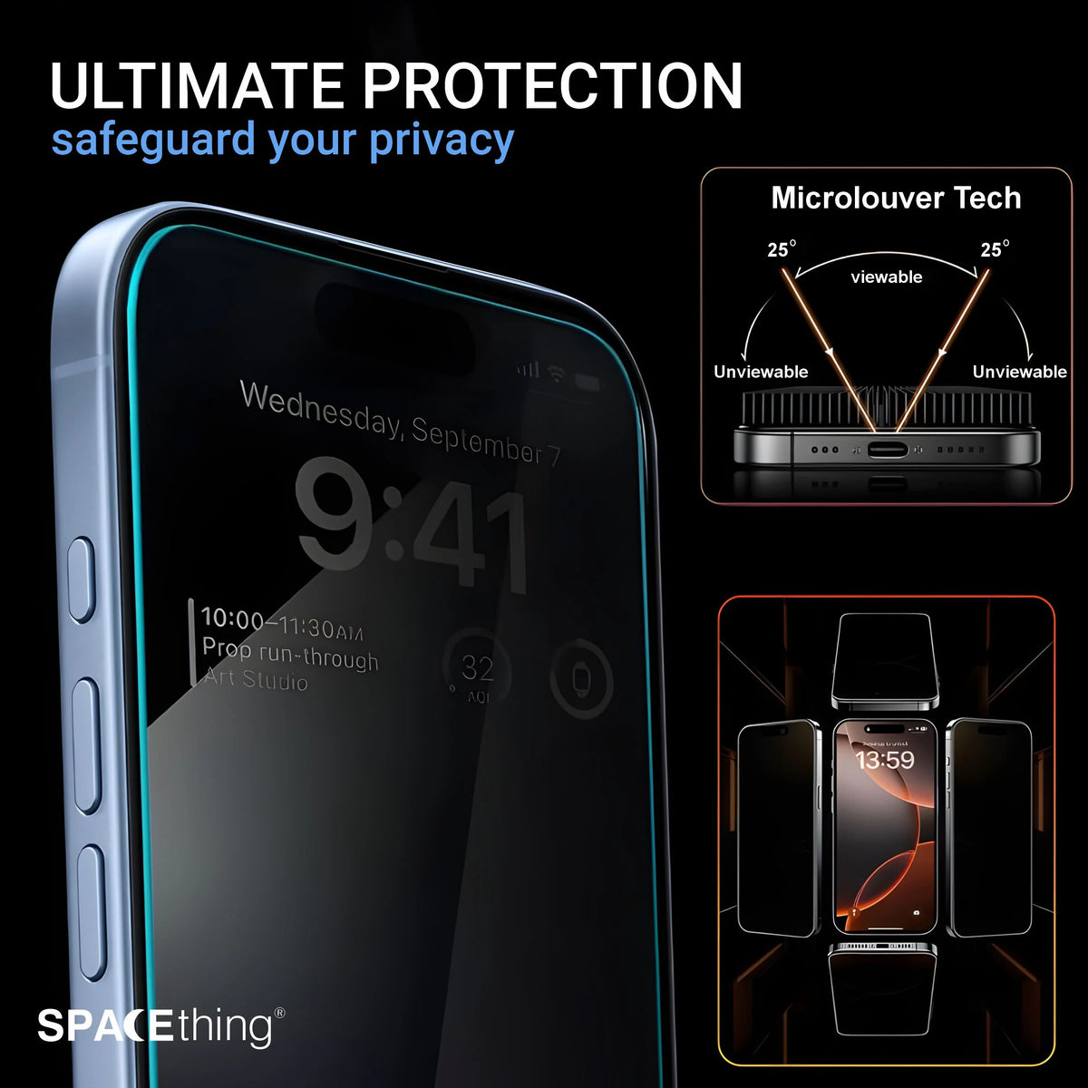 Spacething Titan 360° Privacy Glass - Black iPhone 18 Pro