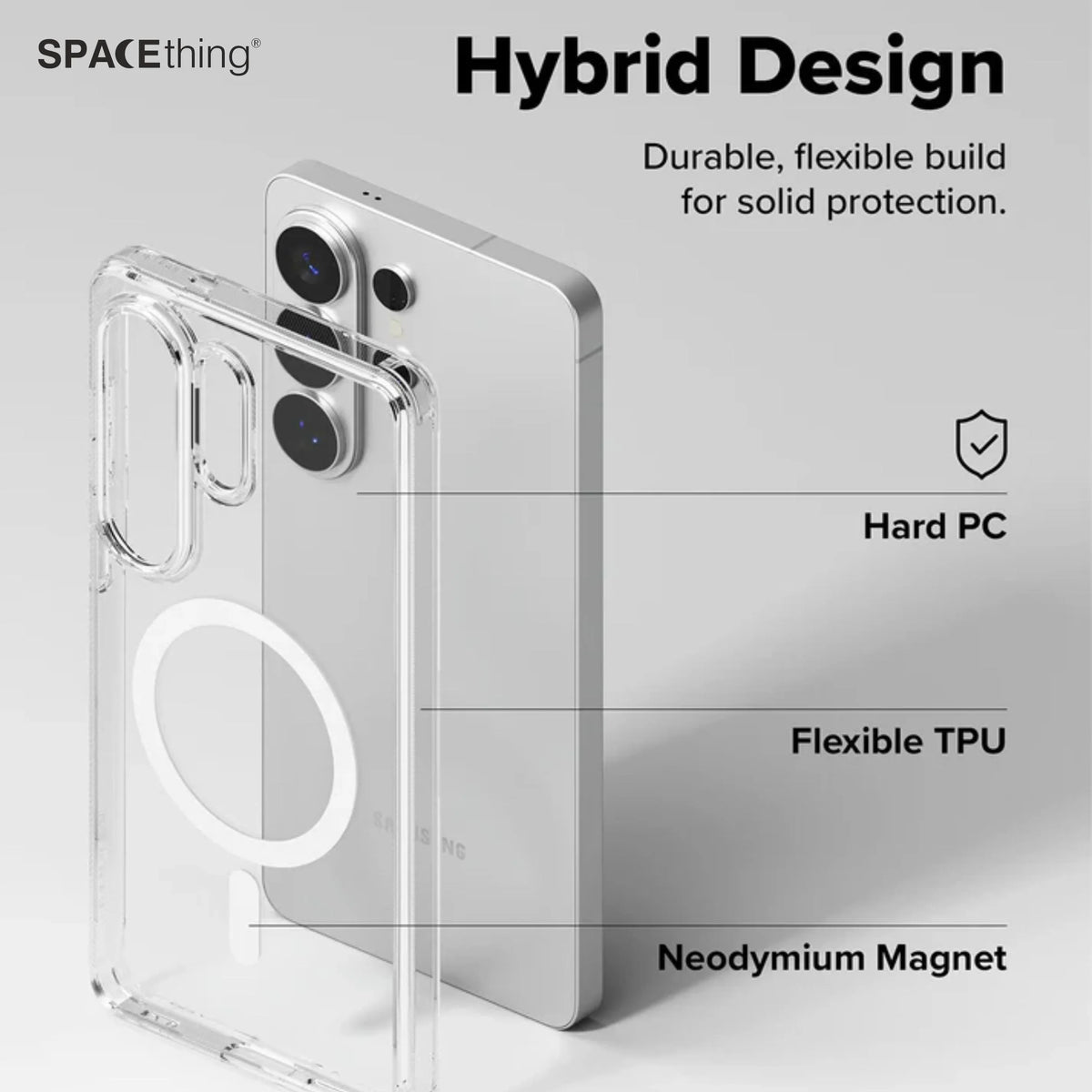 Spacething Minimal MagSafe Case - Clear Samsung Galaxy S26