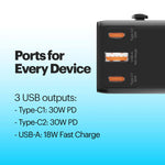 Jetset Plus Universal World Travel Adapter with PD 30W Type-C Port