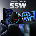 Spacething Speedo Car Charger 55W (with USB-C to Lightning Cable) Colour - Black