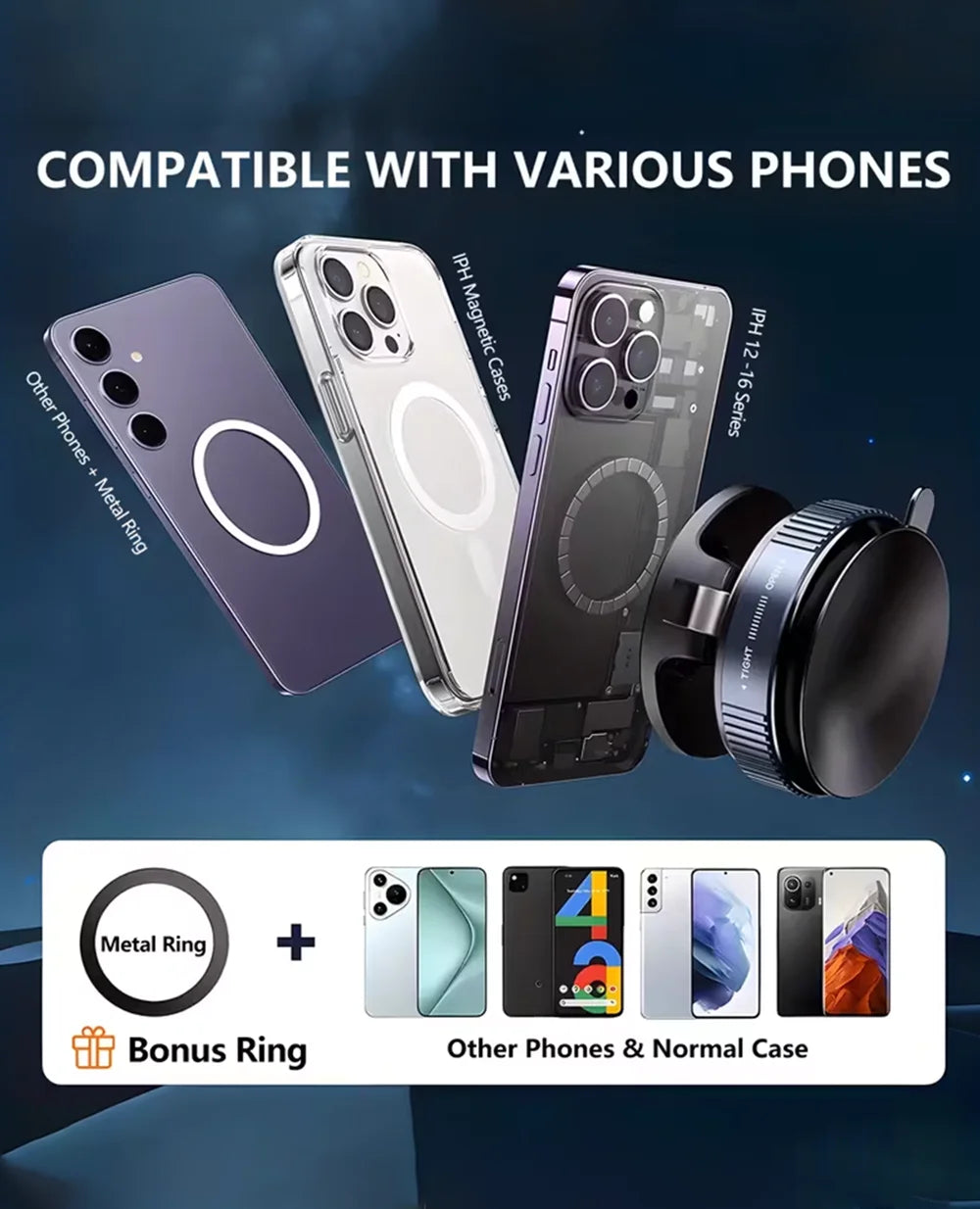 Vacuum Suction Magnetic Phone Mount 360°