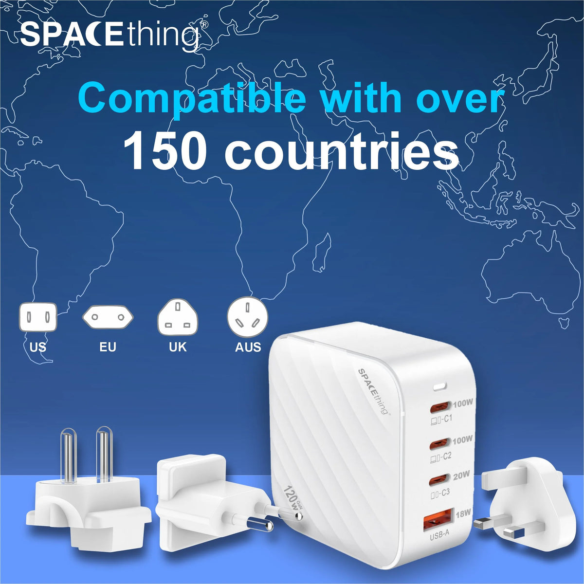 Spacething 120W Explorer Pro World Travel Adapter Colour - White