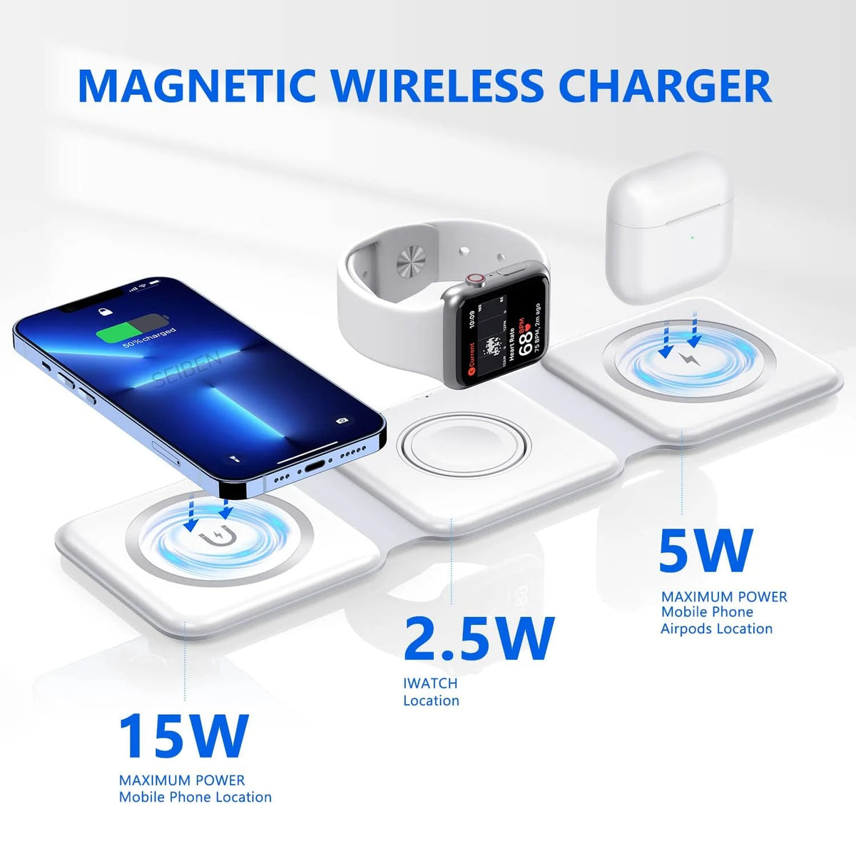 3-in-1 Foldable Magnetic Wireless Slim charger