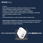 Spacething Rapid 145 Wall Charger – 145W Dual USB to C Cables Colour - White