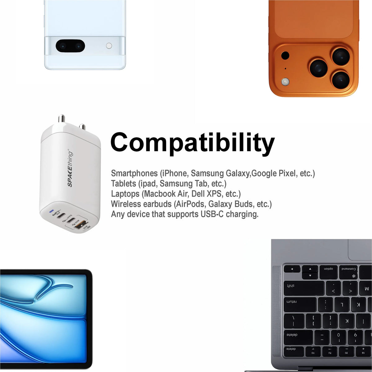 Spacething Omni Plus 95W GaN Charger PD&PPS 2-USB-C + 1-USB-A Ports Colour - White