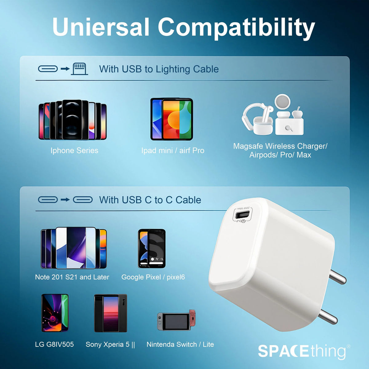 Spacething Omni 20W Wall Charger – Type-C colour - White