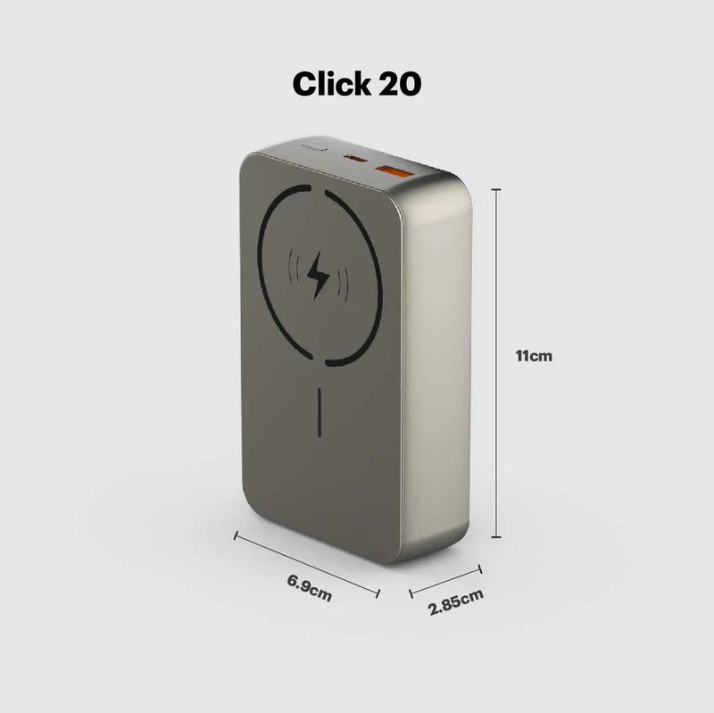 Click 20000mAh Magnetic Wireless Powerbank with Natural Titanium
