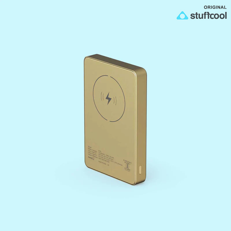 Aura 10000mAh 15W Magnetic Wireless Powerbank with Gold Finish