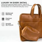 Spacething Helios Leather Laptop Bag With Free Tech Organiser Pouch | 13-14" Inches - Grey