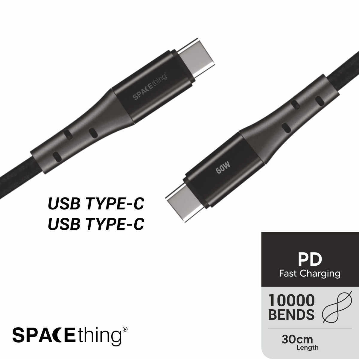 Spacething Elite Mini C TO C -C Cable (30cm) – Black