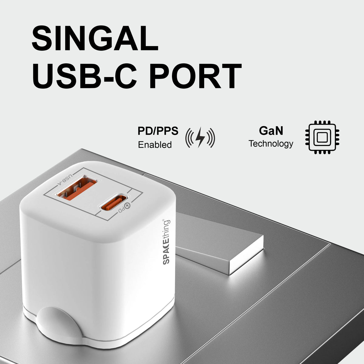 Spacething Nexio 25W GAN Dual Port Wall Charger ( 1C+1A ) - White