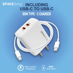 Spacething Cube Plus 90W MULTIPROTOCOL DUAL TYPE - C FAST CHARGER Colour - White