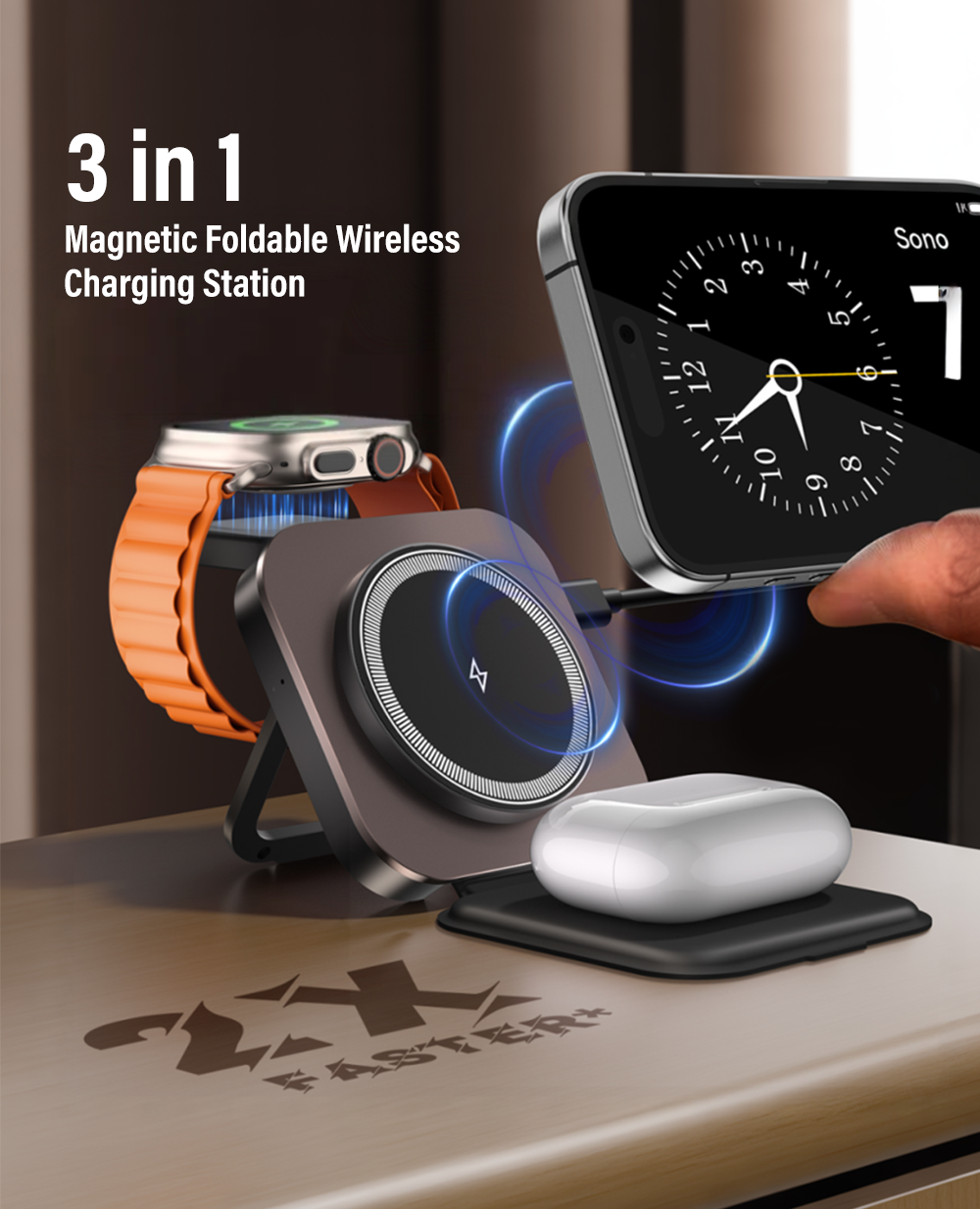 3-in-1 Foldable Magnetic with MagSafe Wireless Charger