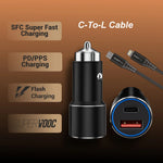 Spacething Speedo Car Charger 55W (with USB-C to Lightning Cable) Colour - Black