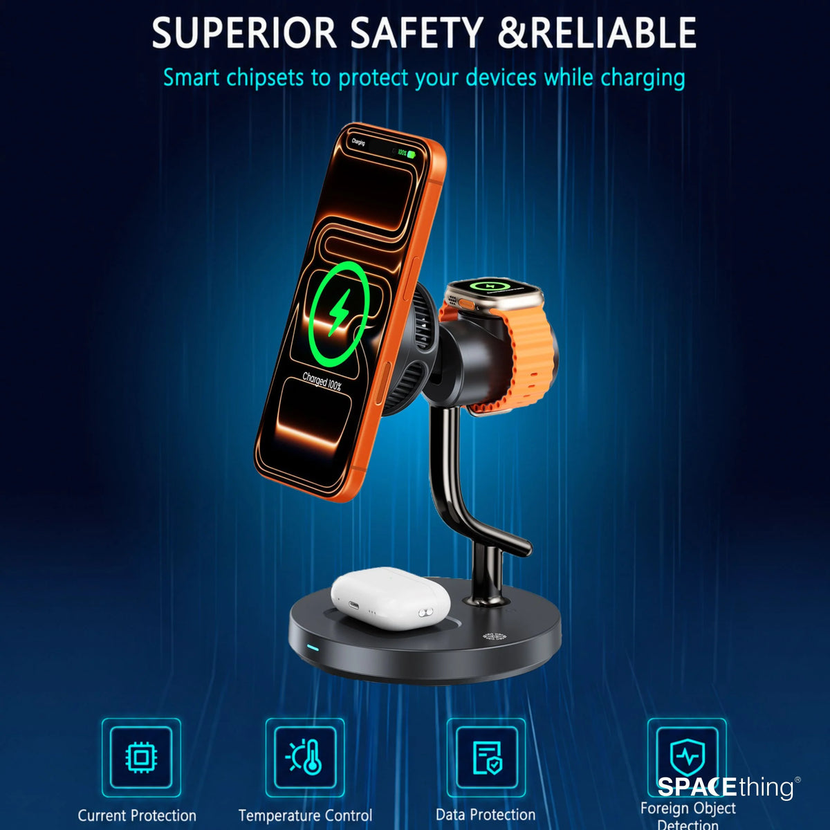 Spacething Mag Fusion 3-in-1 Wireless Charger - Black
