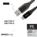 SPACEthing Swift USB-A to Lightning Cable – Black (1.2M)