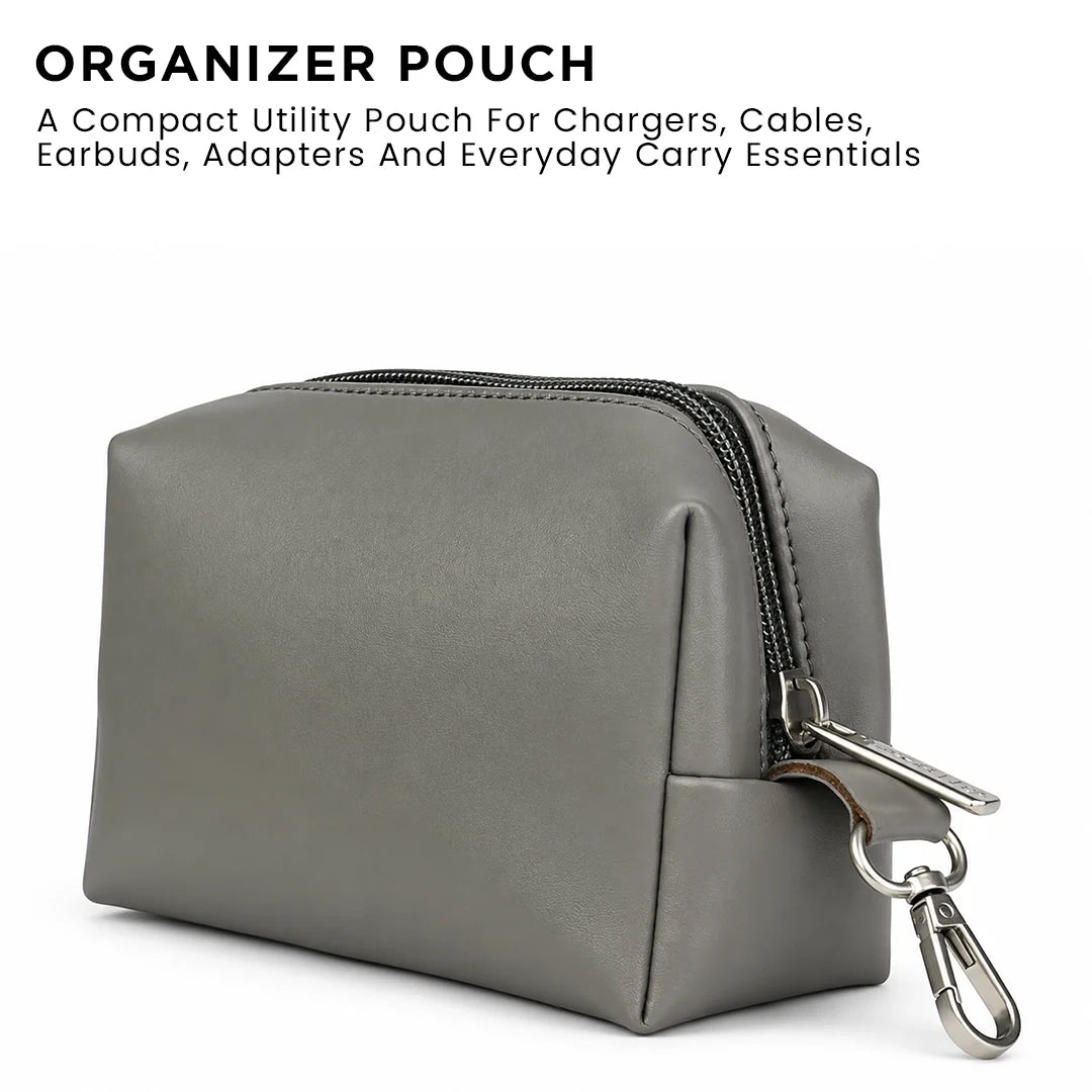 Spacething Helios Leather Laptop Bag With Free Tech Organiser Pouch | 15-16" Inches - Black