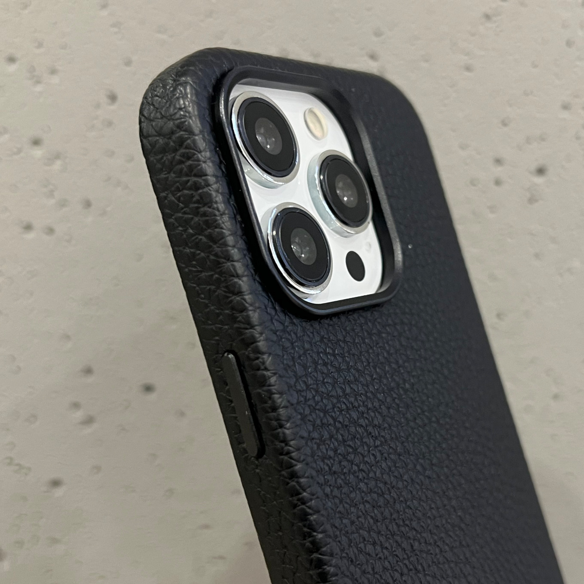 Black Leather Case With Metal Ring