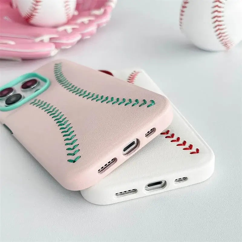 iPhone Baseball Leather Case - Pink