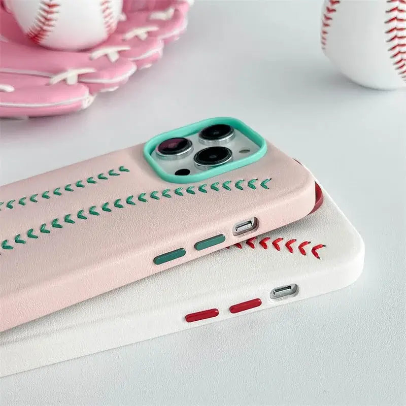 iPhone Baseball Leather Case - White