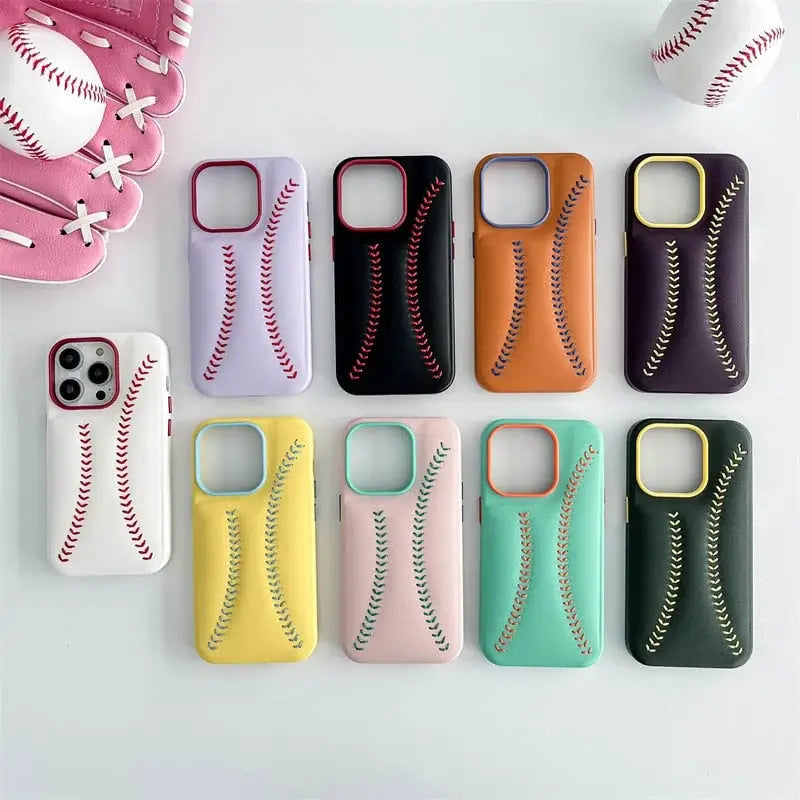 iPhone Baseball Leather Case - Purple