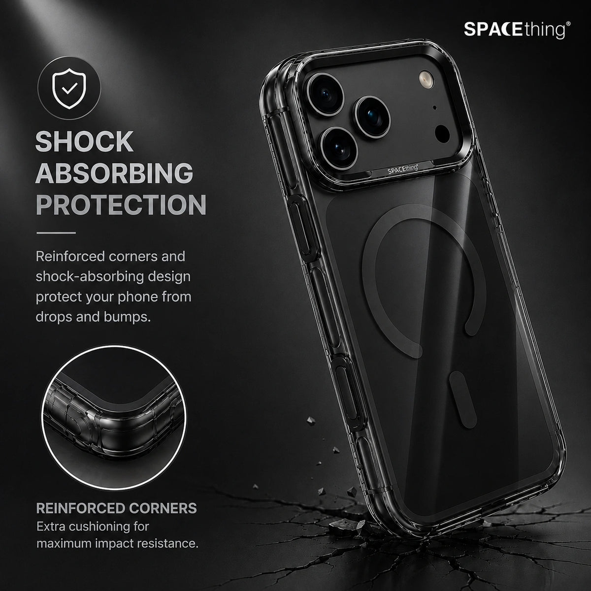 Spacething Armor MagSafe Case for iPhone 18 Pro Max - Black