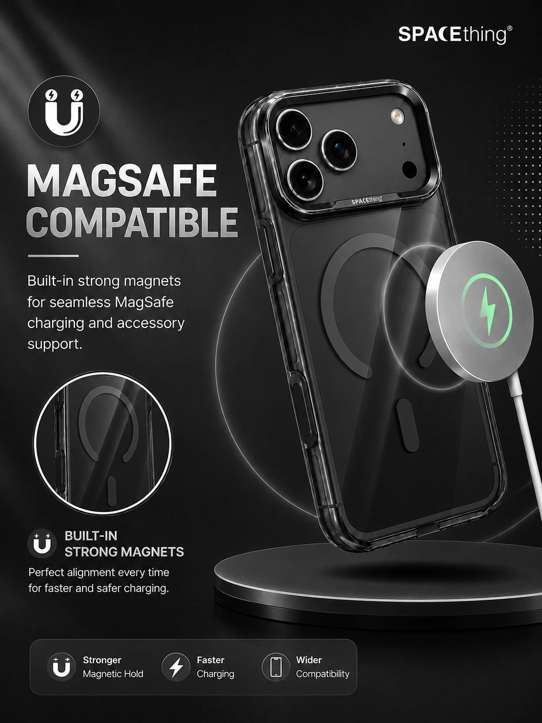 Spacething Armor MagSafe Case for iPhone 18 Pro Max - Black