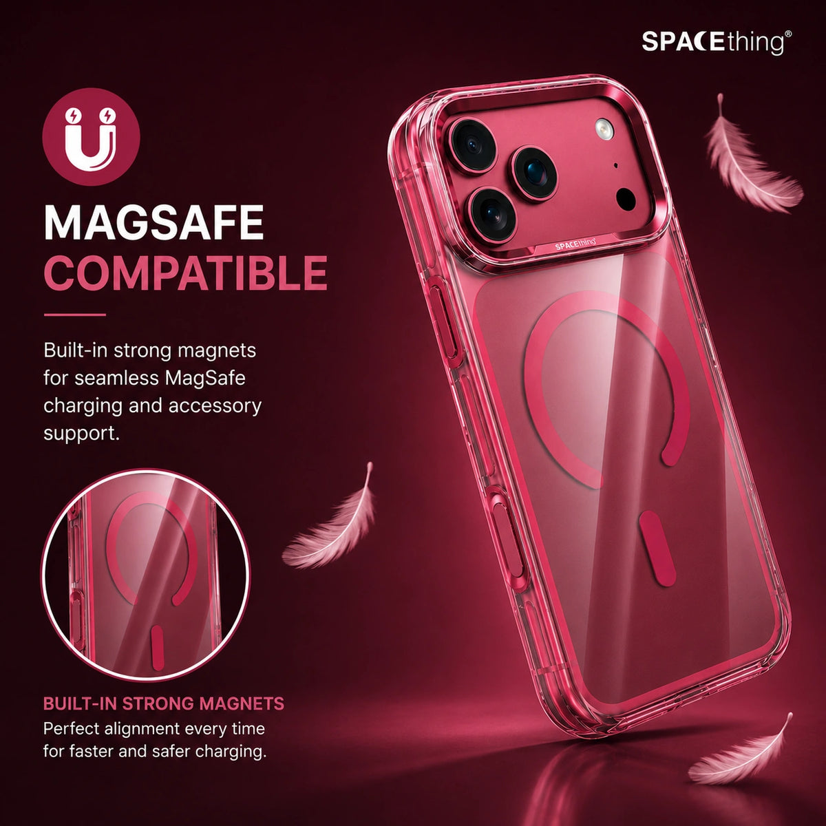 Spacething Armor MagSafe Case for iPhone 18 Pro - Burgundy