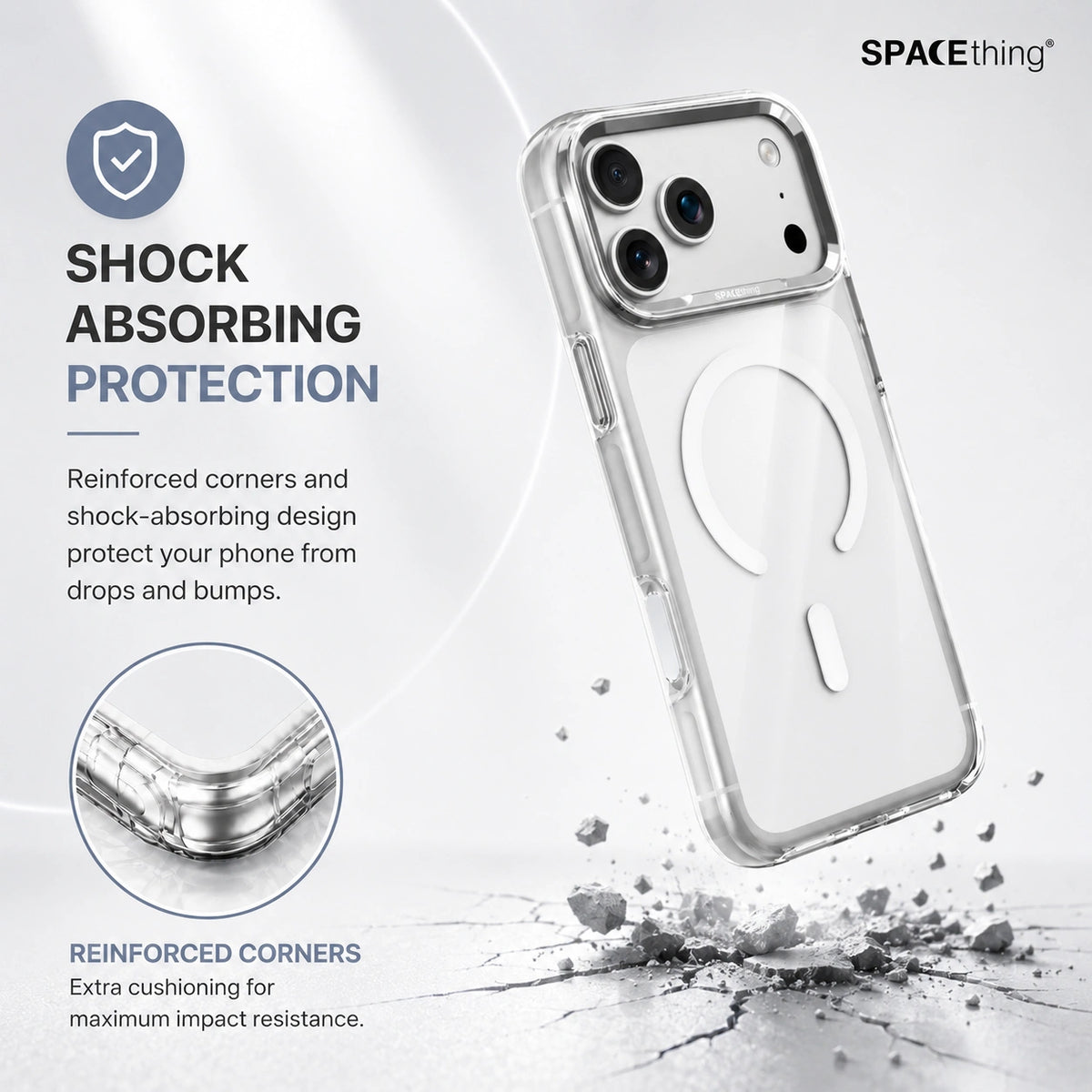 Spacething Armor MagSafe Case for iPhone 18 Pro Max - Silver