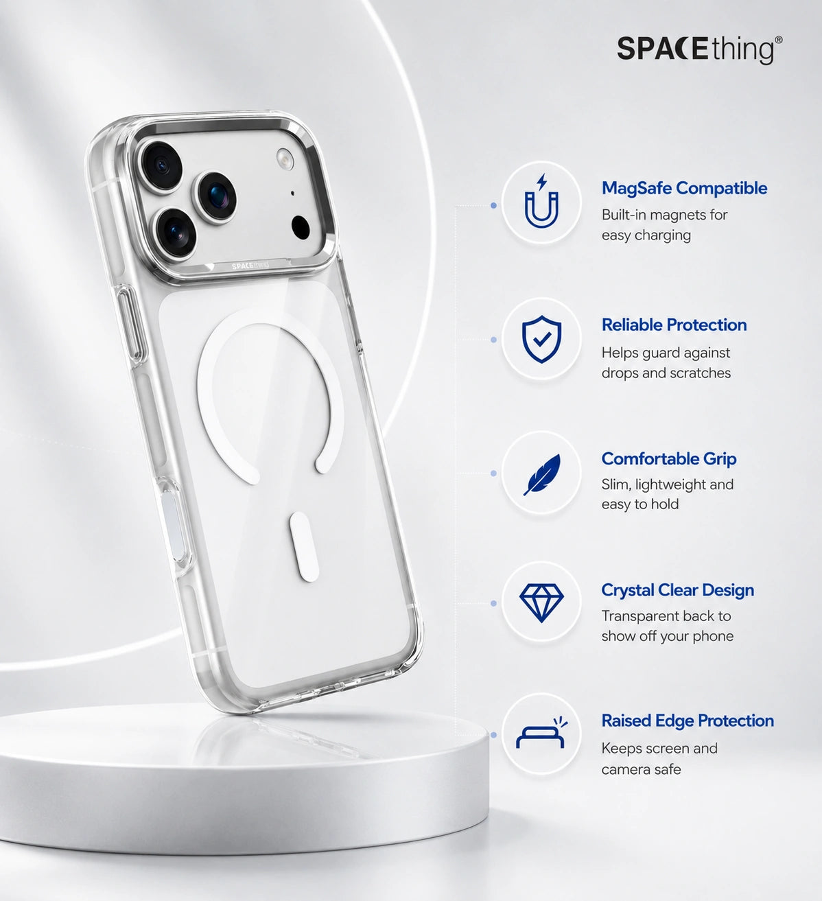 Spacething Armor MagSafe Case for iPhone 18 Pro Max - Silver