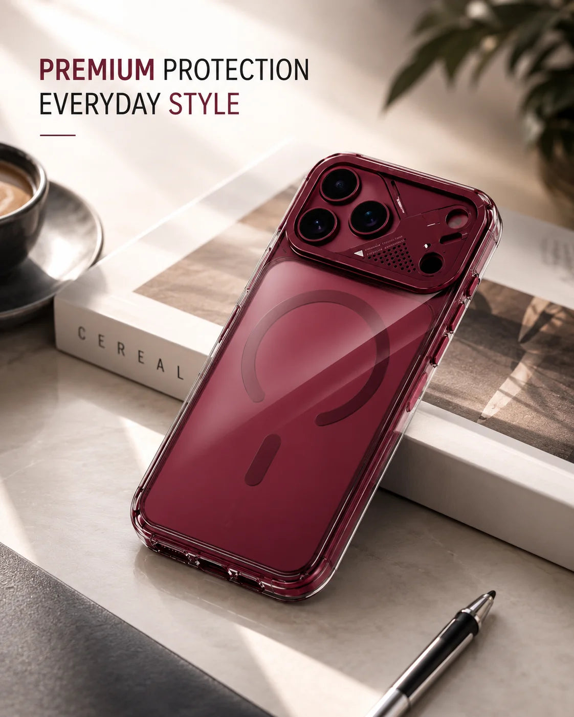 Spacething Defender MagSafe Case for iPhone 18 Pro Max - Burgundy