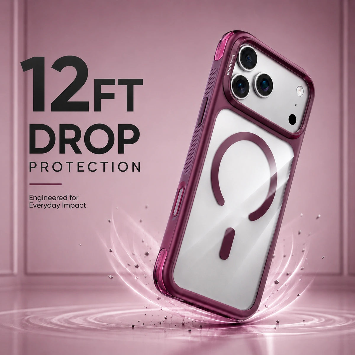 Spacething Fusion Guard MagSafe Case for iPhone 18 Pro - Burgundy