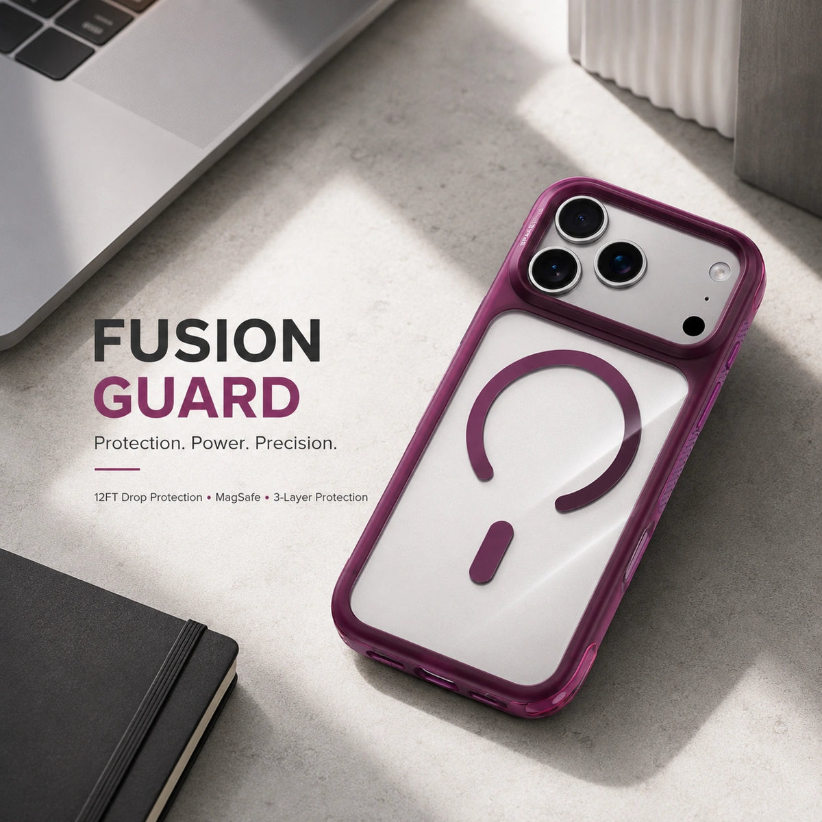 Spacething Fusion Guard MagSafe Case for iPhone 18 Pro - Burgundy