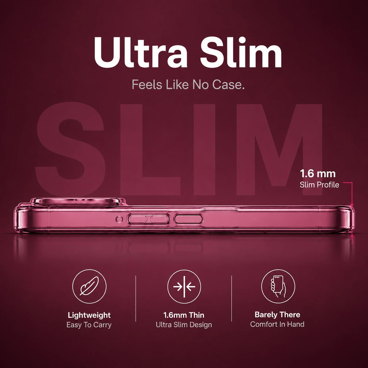 Spacething Minimal MagSafe Dark Cherry Case for iPhone 18 Pro Max - Burgundy