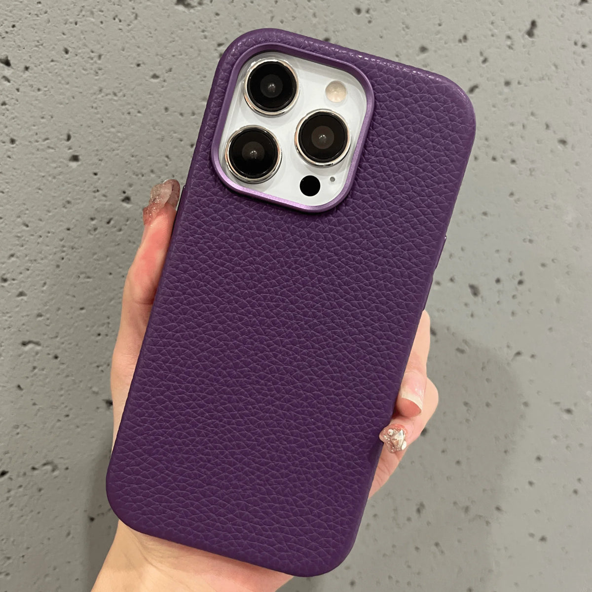 Purple Leather Case With Metal Ring