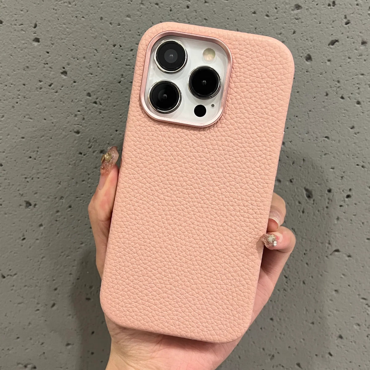 Pink Leather Case With Metal Ring
