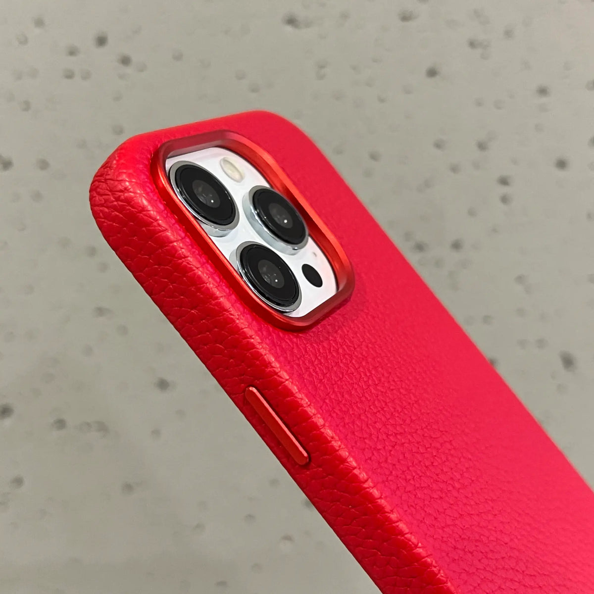 Red Leather Case With Metal Ring