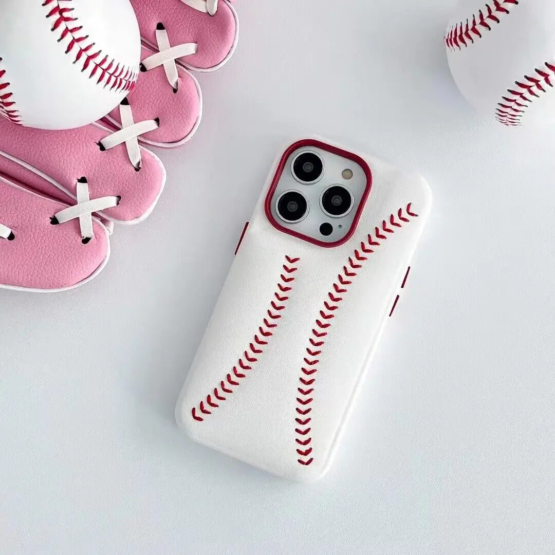 iPhone Baseball Leather Case - White