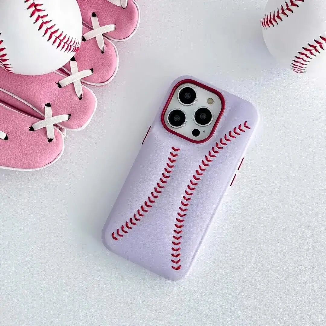iPhone Baseball Leather Case - Purple