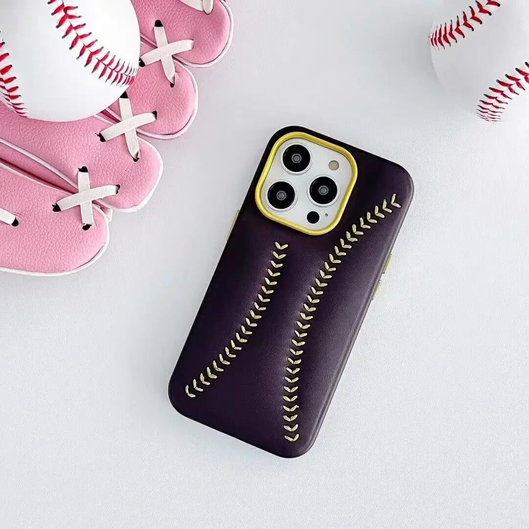 iPhone Baseball Leather Case - Deep Purple