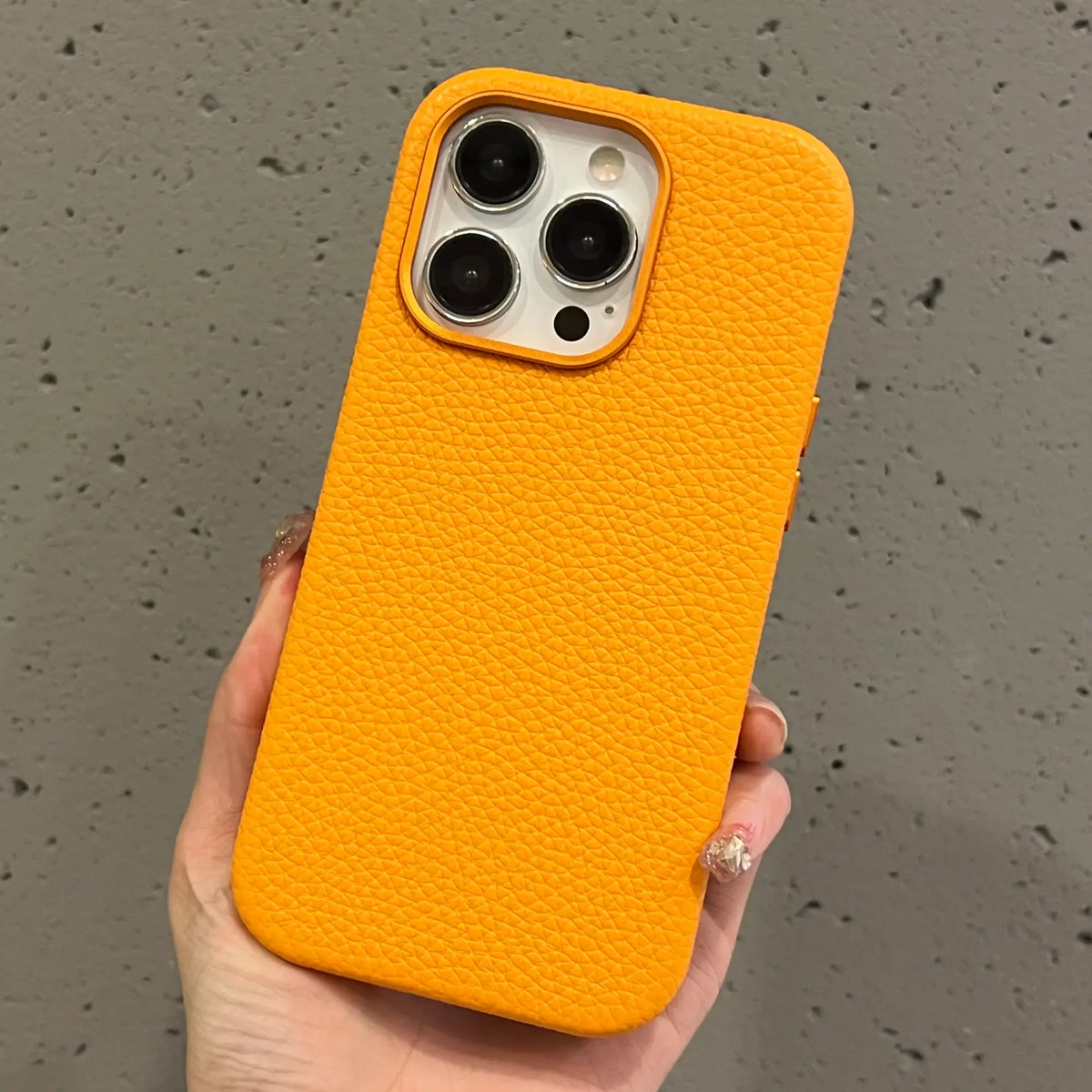 Yellow Leather Case With Metal Ring