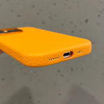 Yellow Leather Case With Metal Ring