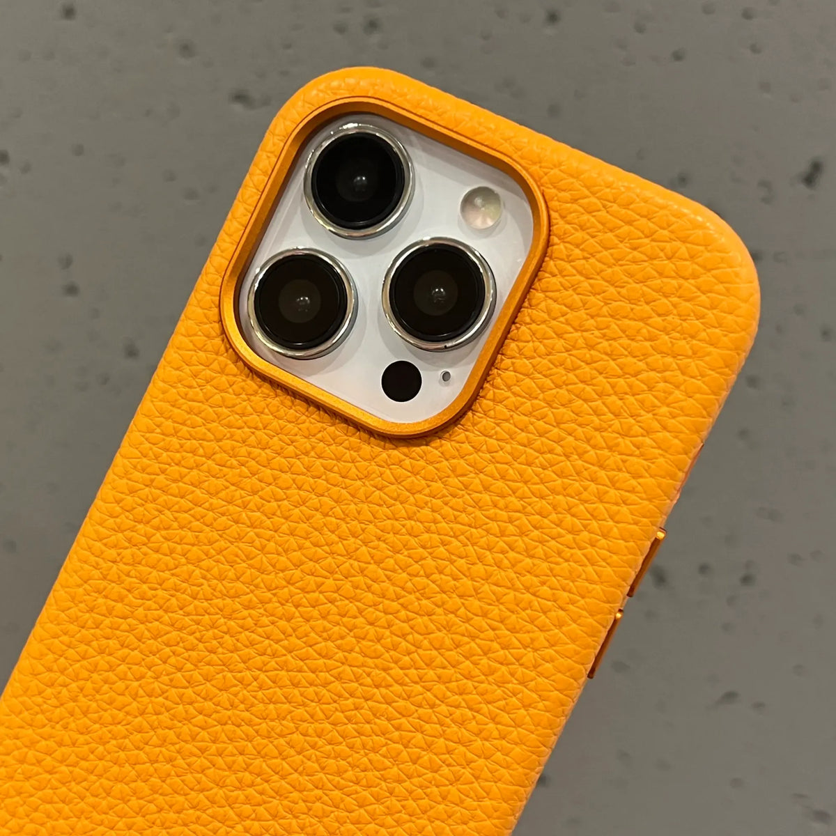 Yellow Leather Case With Metal Ring